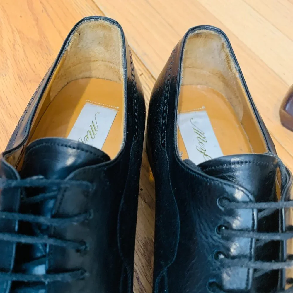 Mezlan Split-Toe Oxford Dress Shoes Black Men Size 8.5 M Made In Italy